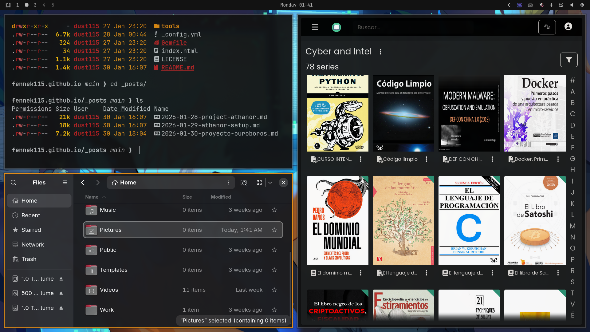Terminal Linux con código en ejecución